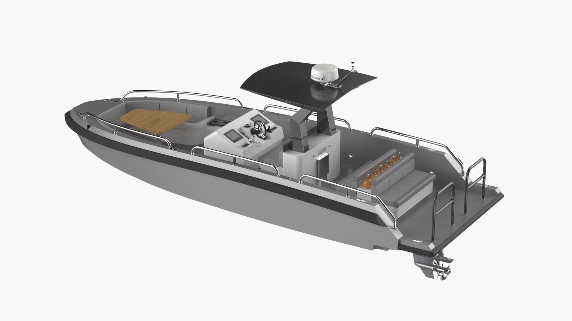 8 Meter Yacht Tender Runabout Diver 3D model_2