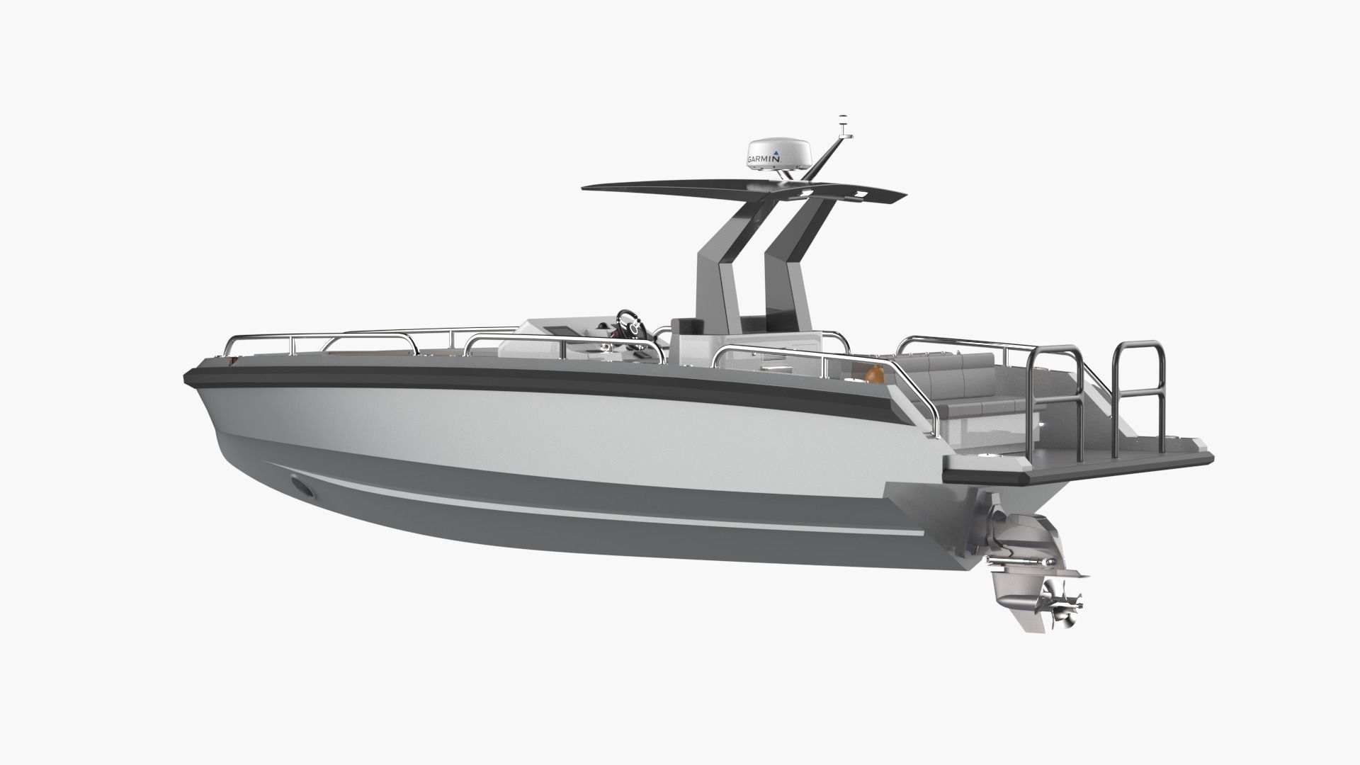 8 Meter Yacht Tender Runabout Diver 3D model_8