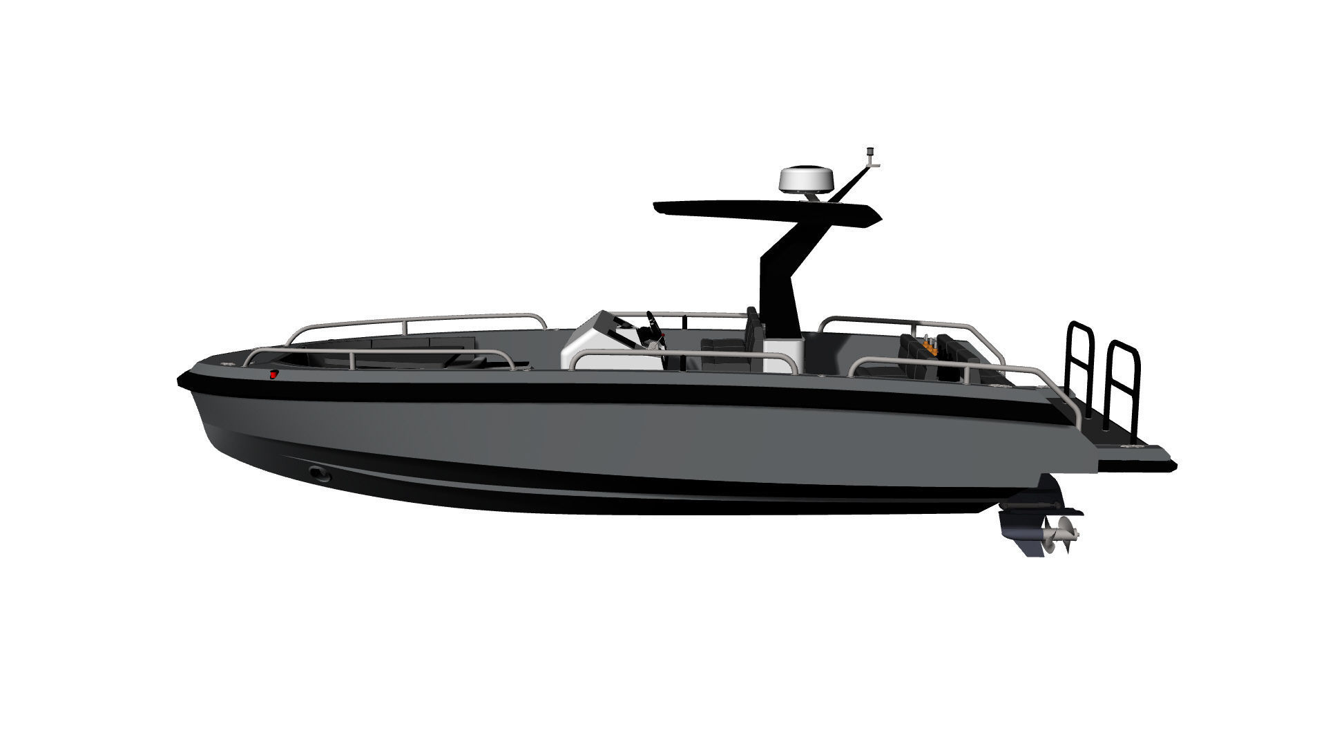 8 Meter Yacht Tender Runabout Diver 3D model_36