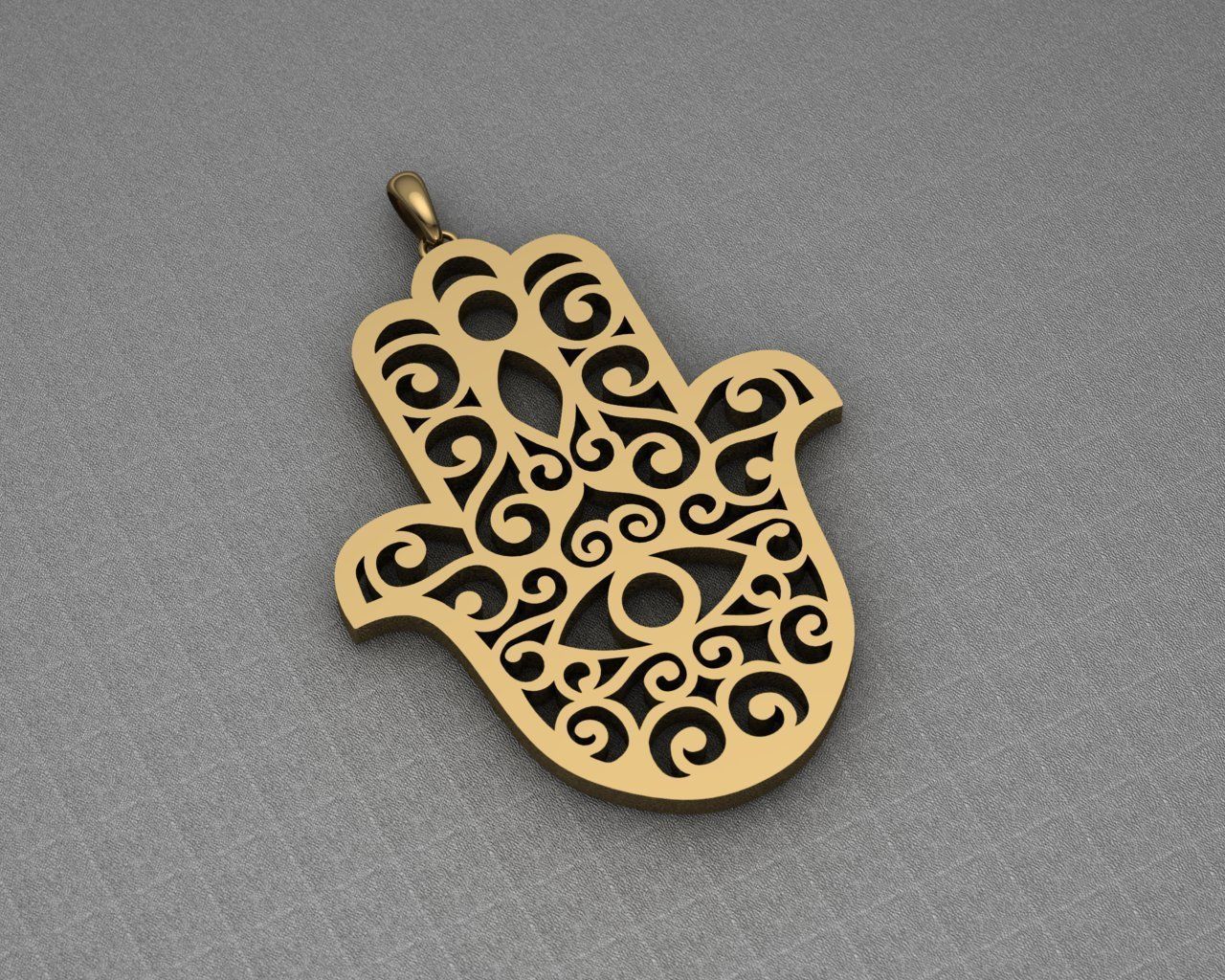 Hamsa pendant 2 3D print model_2