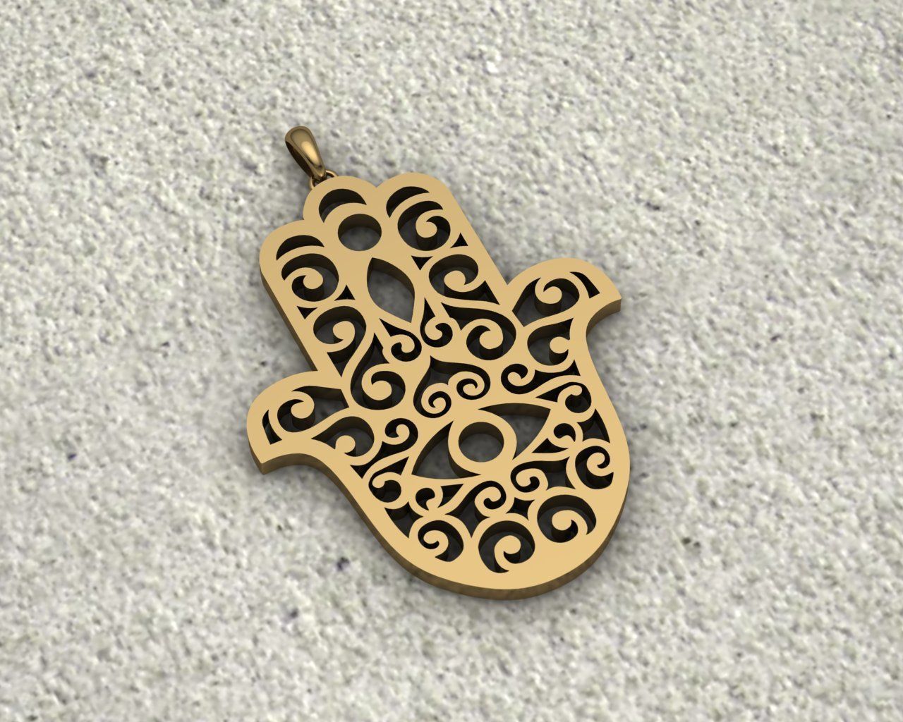 Hamsa pendant 2 3D print model_1