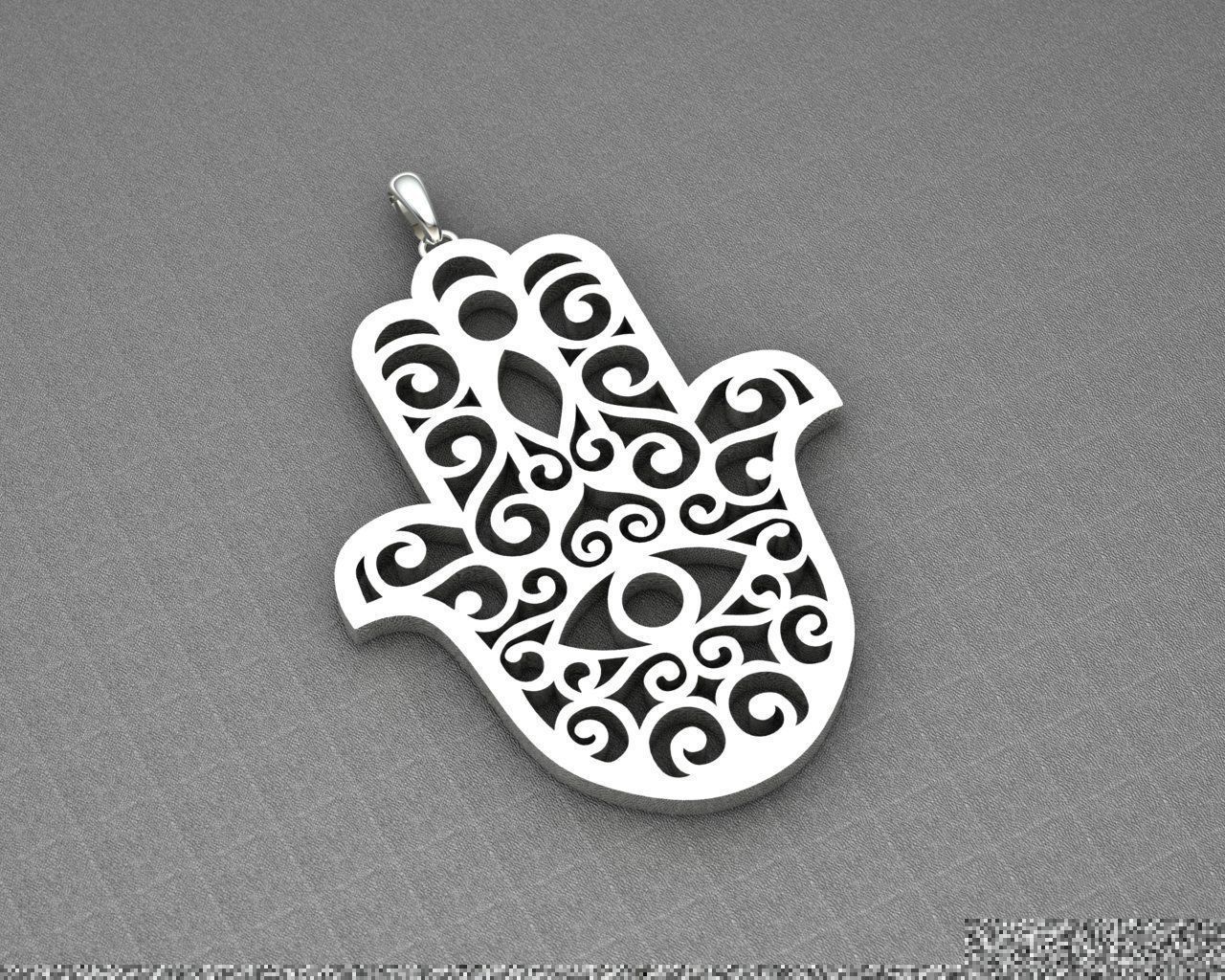 Hamsa pendant 2 3D print model_3