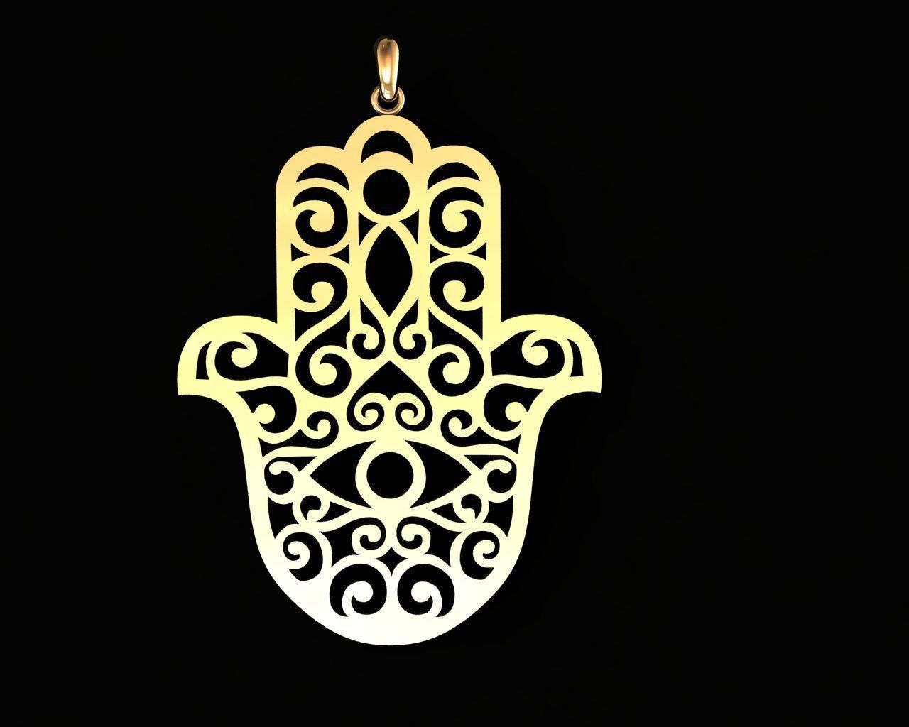 Hamsa pendant 2 3D print model_5