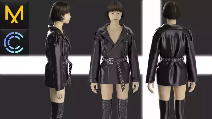 Leather Outfit Female OBJ mtl FBX ZPRJ