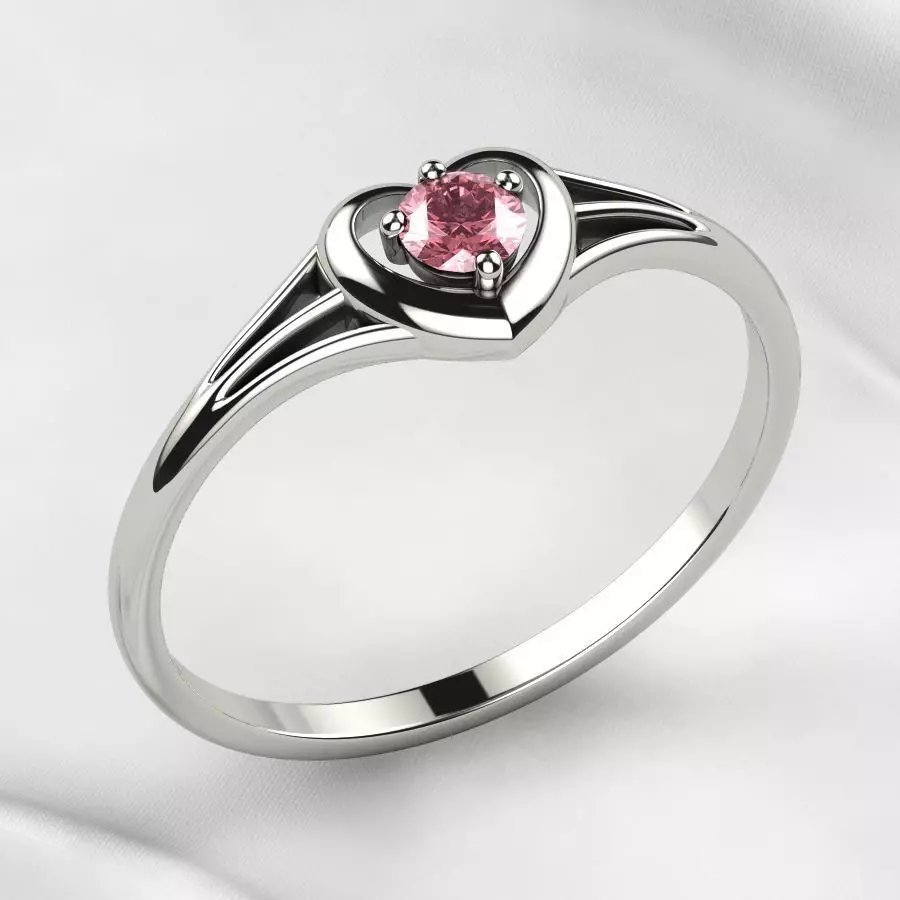 3mm Diamond Heart Gold Ring 3D print model