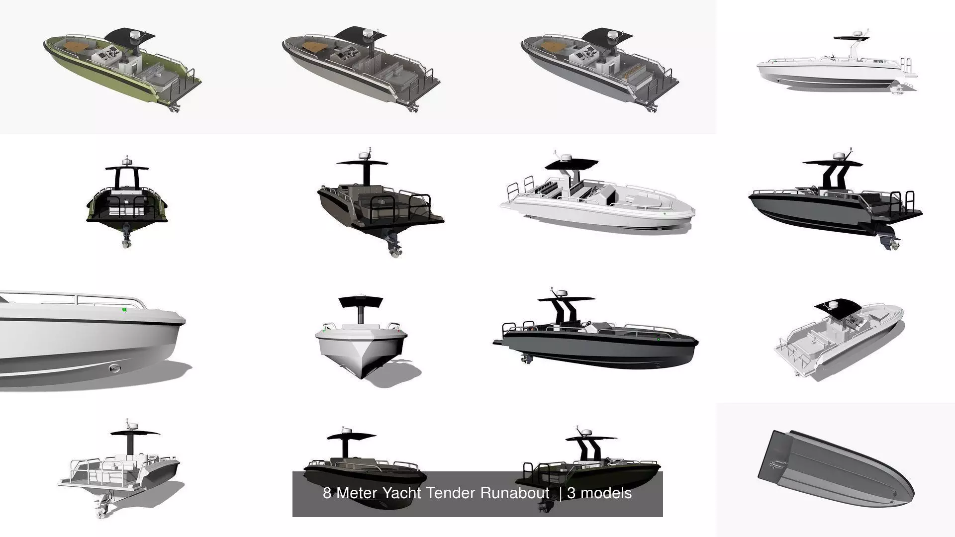 8 Meter Yacht Tender Runabout  3D Model Collection_0