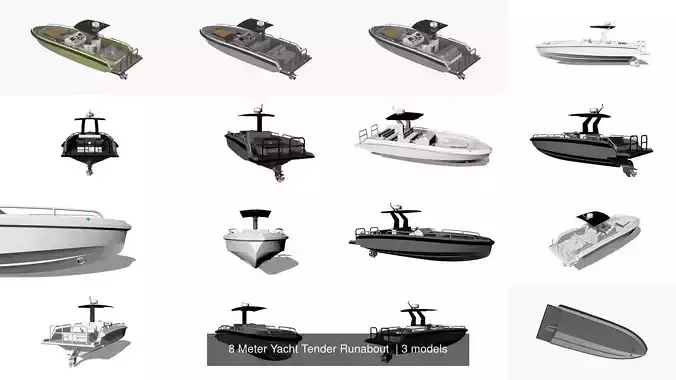 8 Meter Yacht Tender Runabout  3D Model Collection
