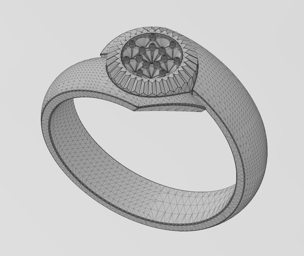 Diamond bezel bypass band US sizes 5to9 3D print model_14