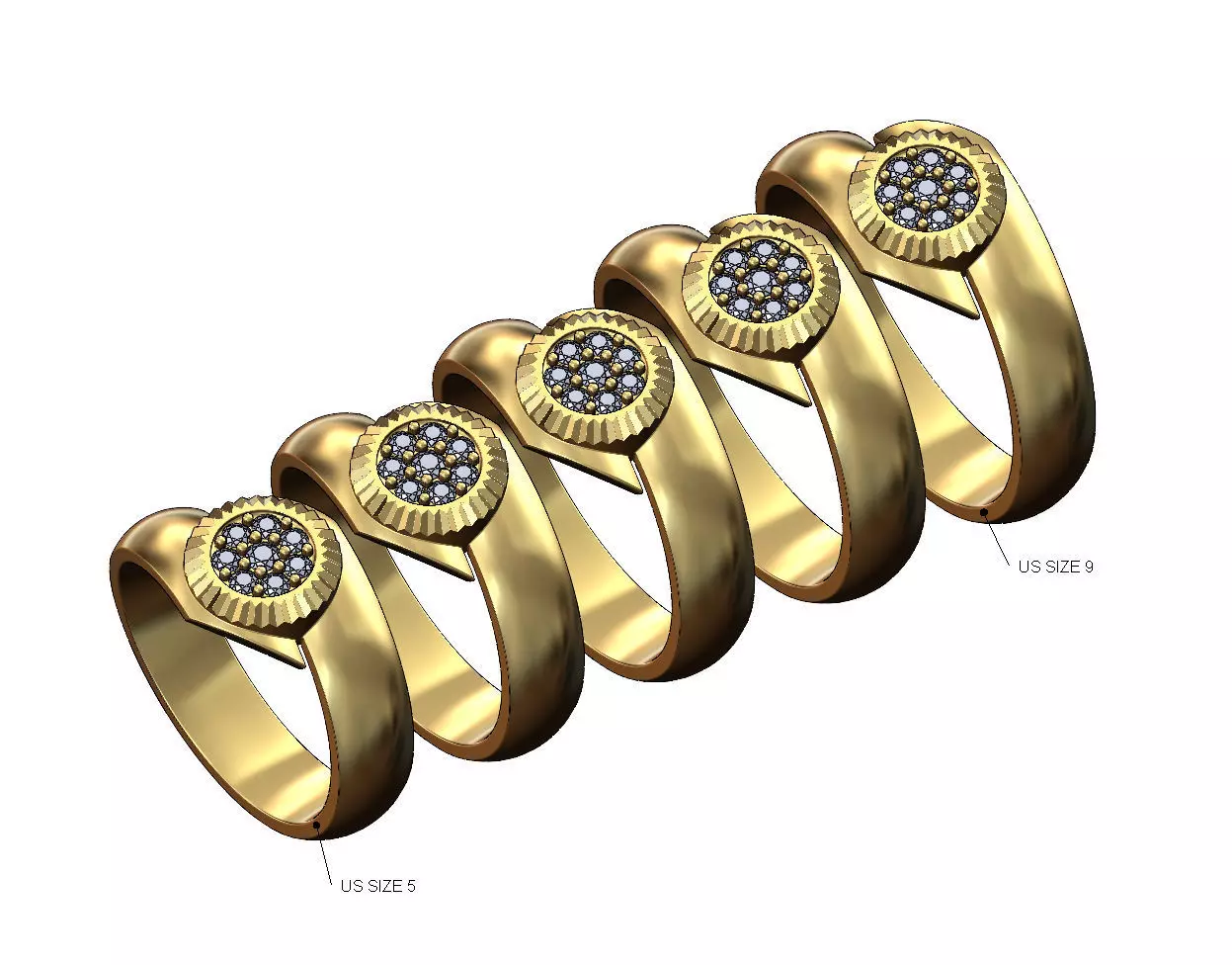 Diamond bezel bypass band US sizes 5to9 3D print model_0