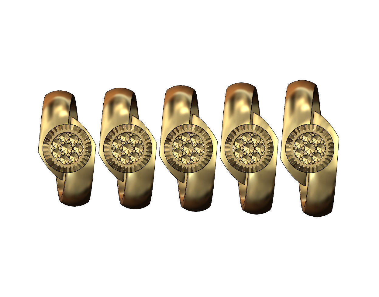 Diamond bezel bypass band US sizes 5to9 3D print model_4