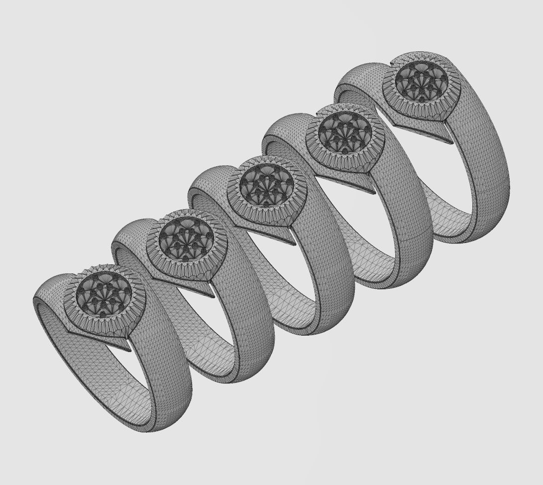 Diamond bezel bypass band US sizes 5to9 3D print model_12