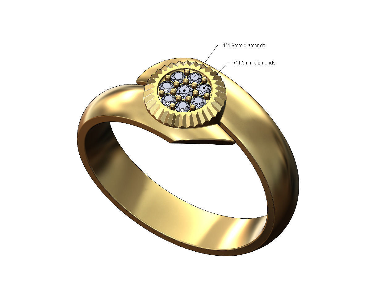 Diamond bezel bypass band US sizes 5to9 3D print model_1