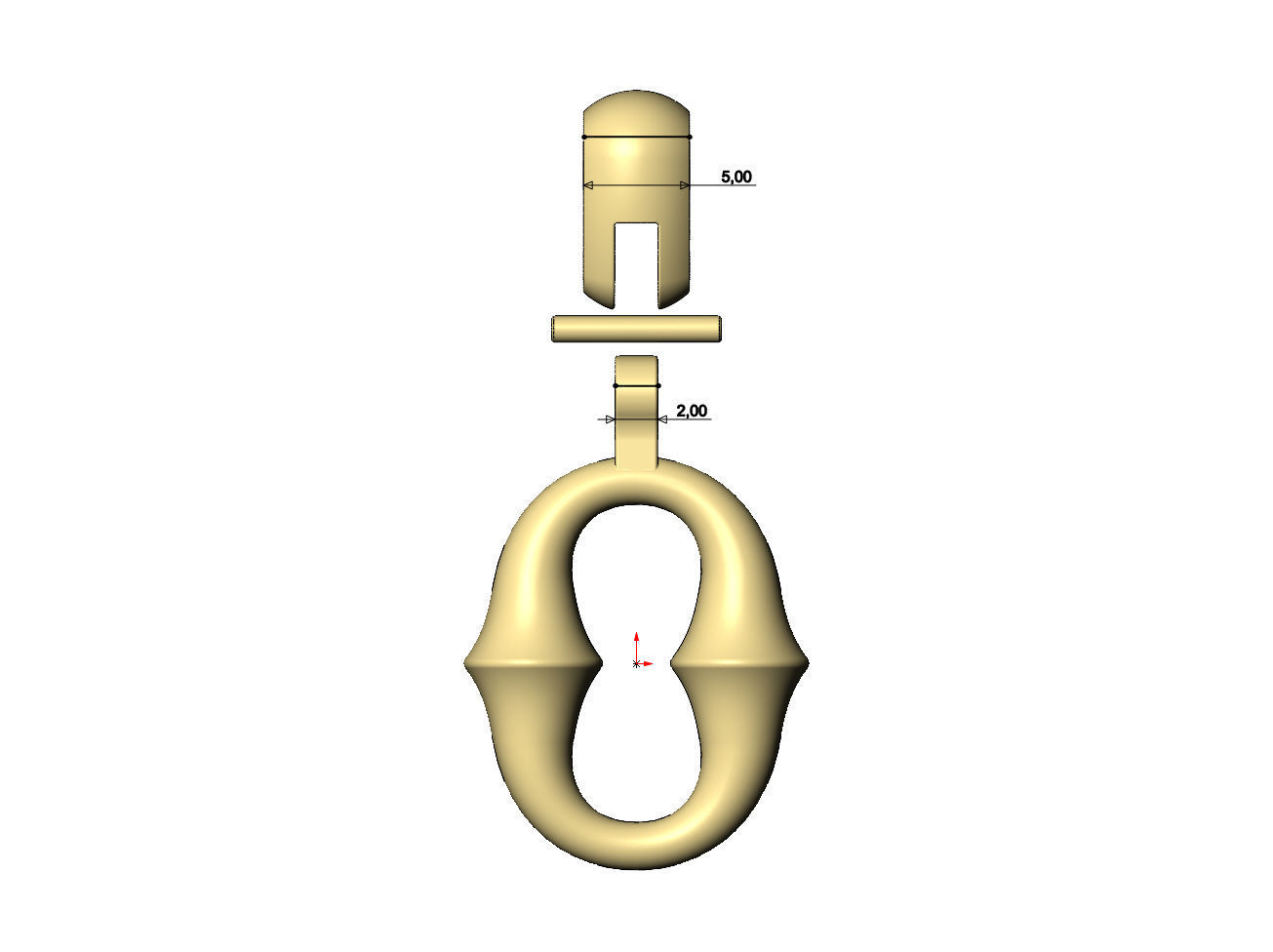 Organic chainlink motif pendant with bail 3D print model_7
