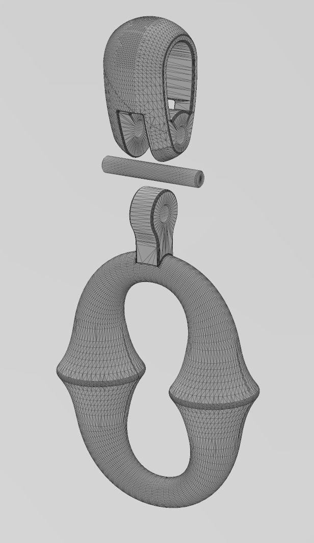 Organic chainlink motif pendant with bail 3D print model_11