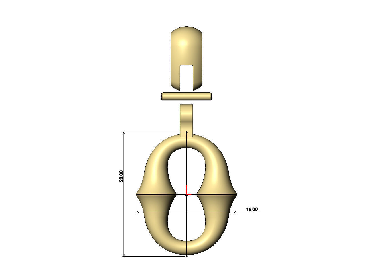 Organic chainlink motif pendant with bail 3D print model_6