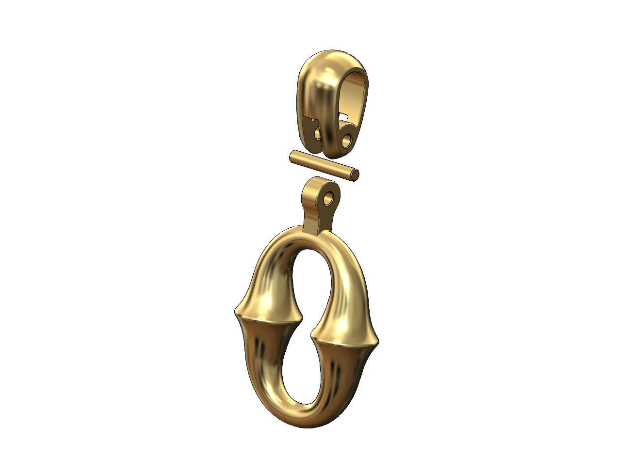 Organic chainlink motif pendant with bail 3D print model_3