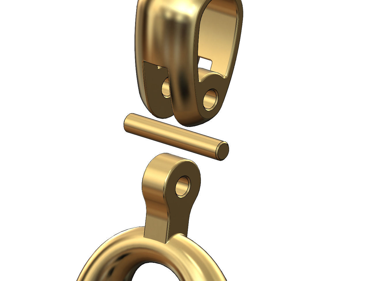 Organic chainlink motif pendant with bail 3D print model_4