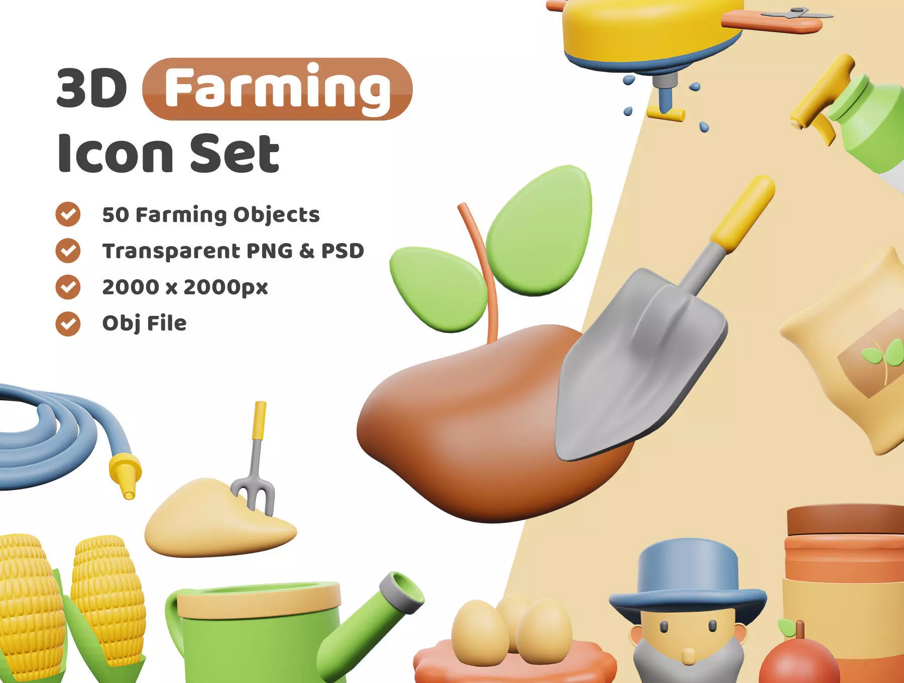 Farming Icon Pack 3D Model Low-poly 3D model_0