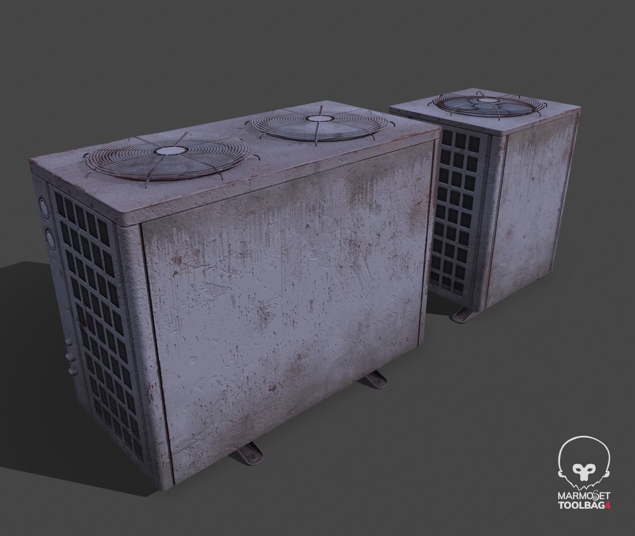 Pbr Air conditioner outdoor unit- Weathered Low-poly 3D model_6