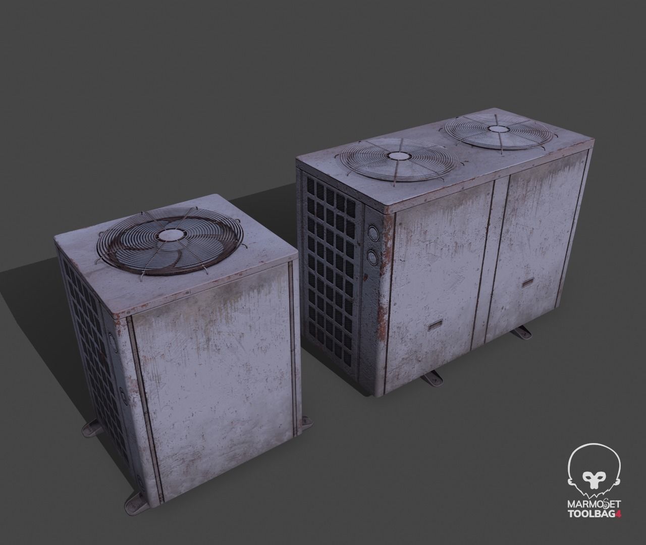 Pbr Air conditioner outdoor unit- Weathered Low-poly 3D model_3