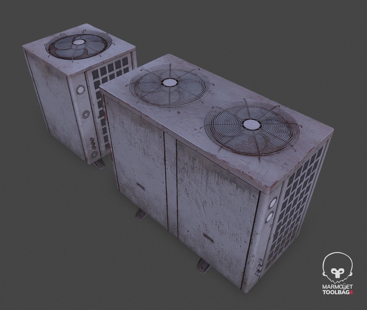 Pbr Air conditioner outdoor unit- Weathered Low-poly 3D model_7