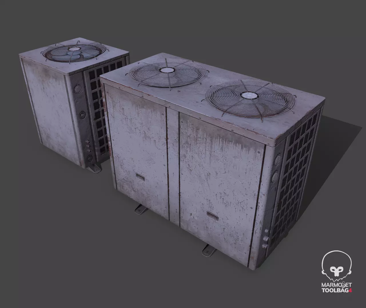 Pbr Air conditioner outdoor unit- Weathered Low-poly 3D model_0