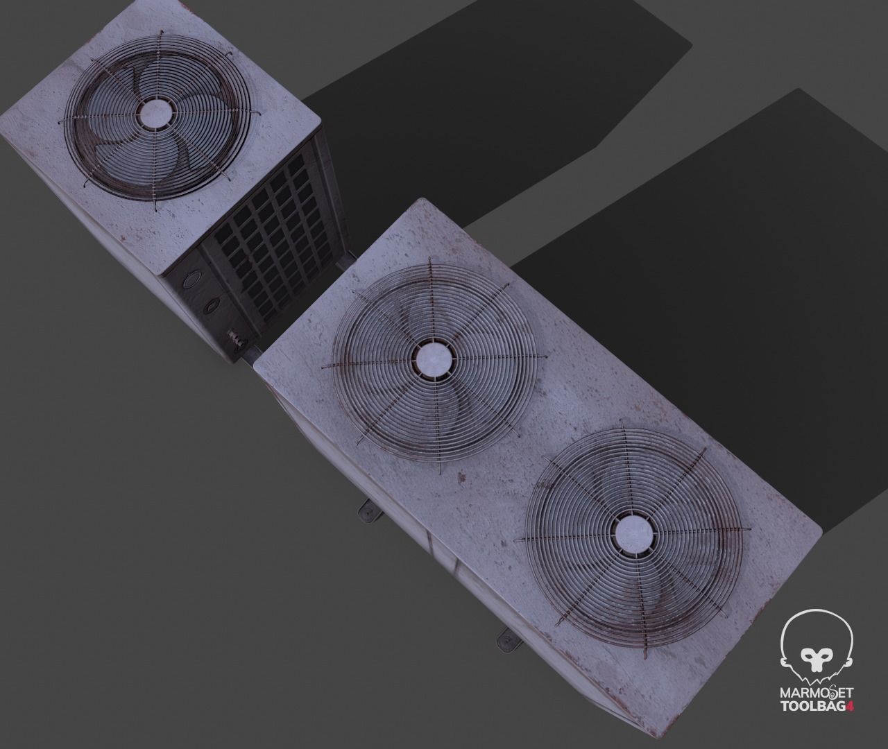 Pbr Air conditioner outdoor unit- Weathered Low-poly 3D model_5