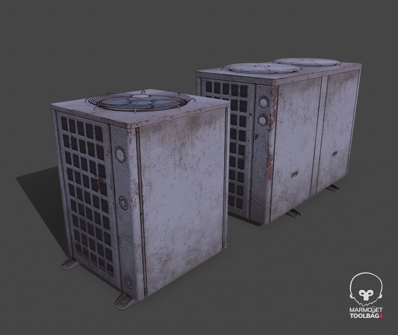 Pbr Air conditioner outdoor unit- Weathered Low-poly 3D model_4