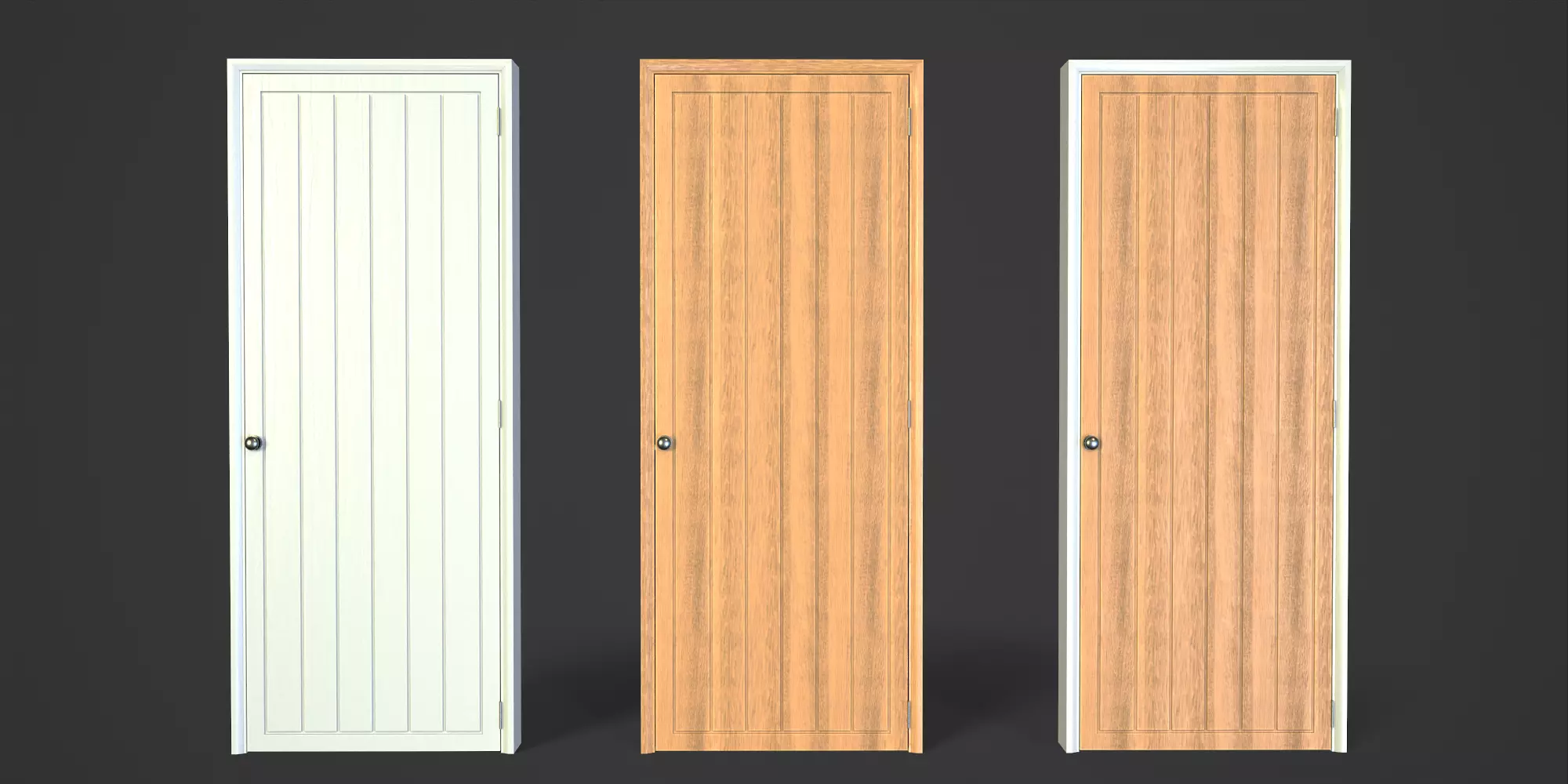 Doorway wooden door Low-poly 3D model_0