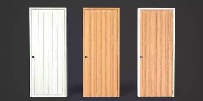 Doorway wooden door Low-poly 3D model