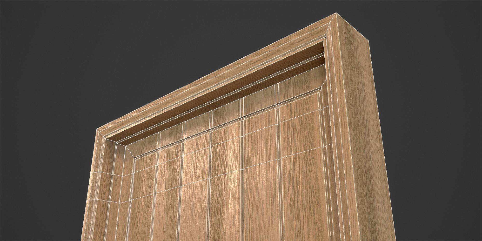 Doorway wooden door Low-poly 3D model_14