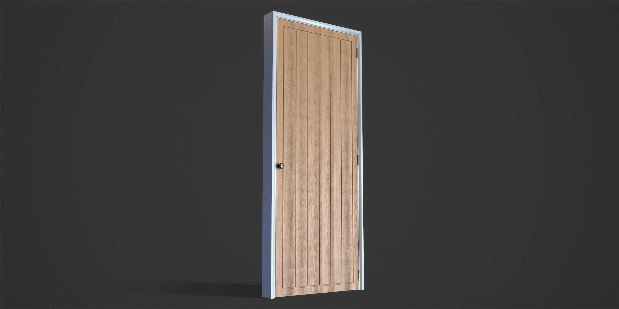 Doorway wooden door Low-poly 3D model_10