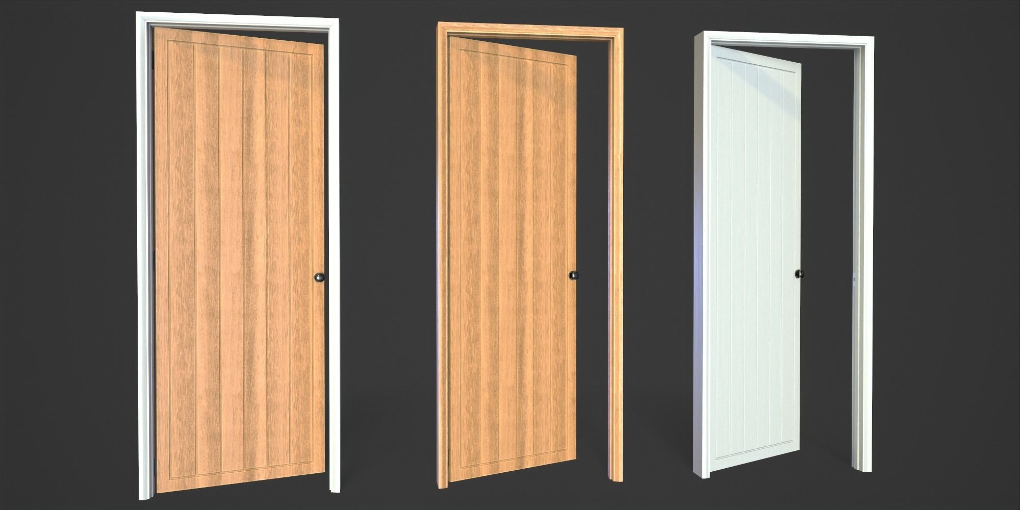 Doorway wooden door Low-poly 3D model_2
