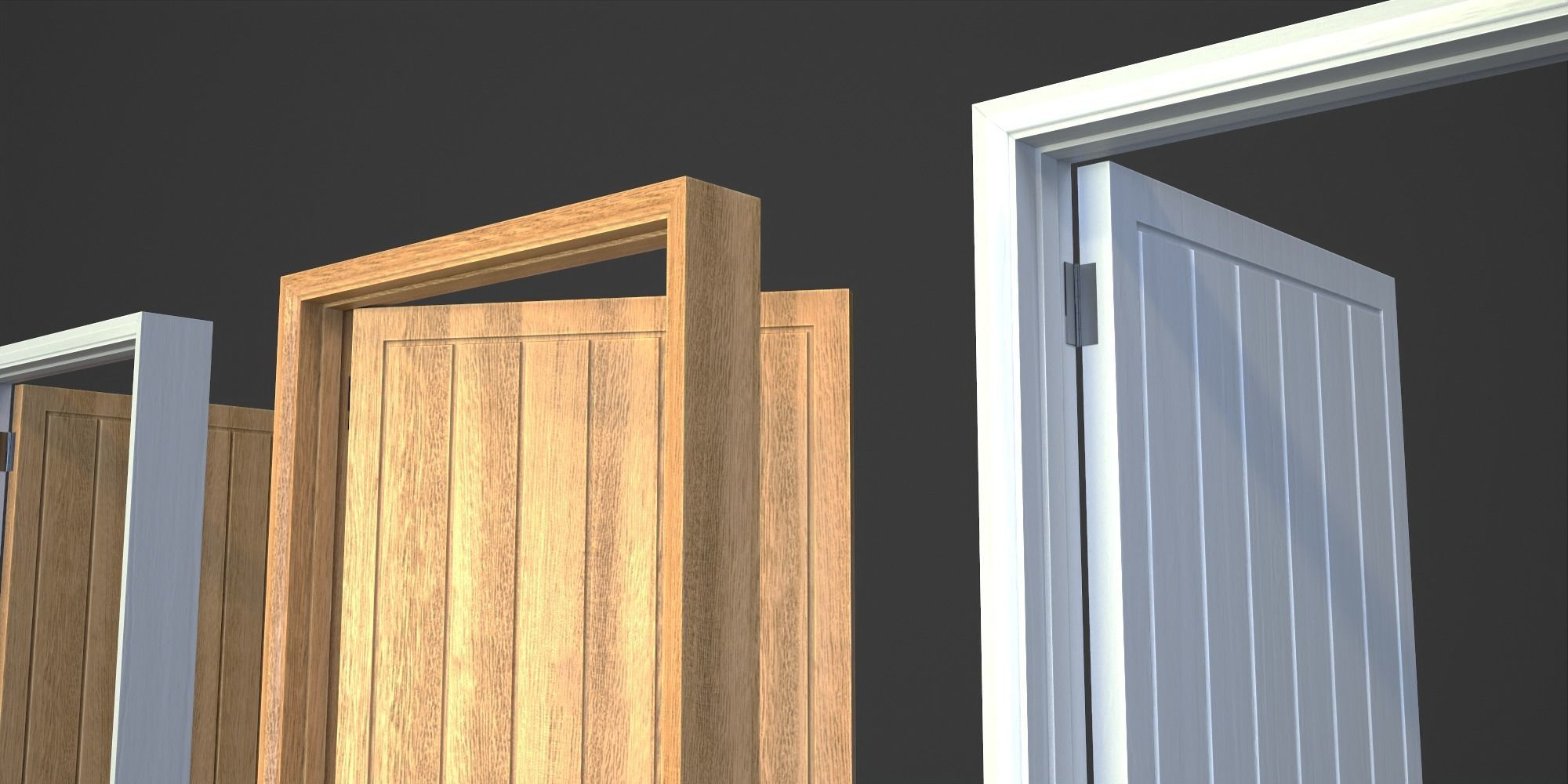 Doorway wooden door Low-poly 3D model_4