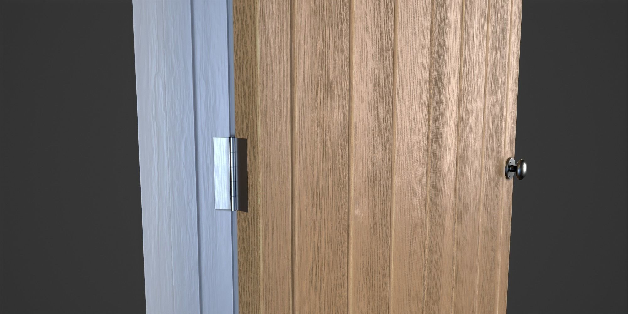 Doorway wooden door Low-poly 3D model_6