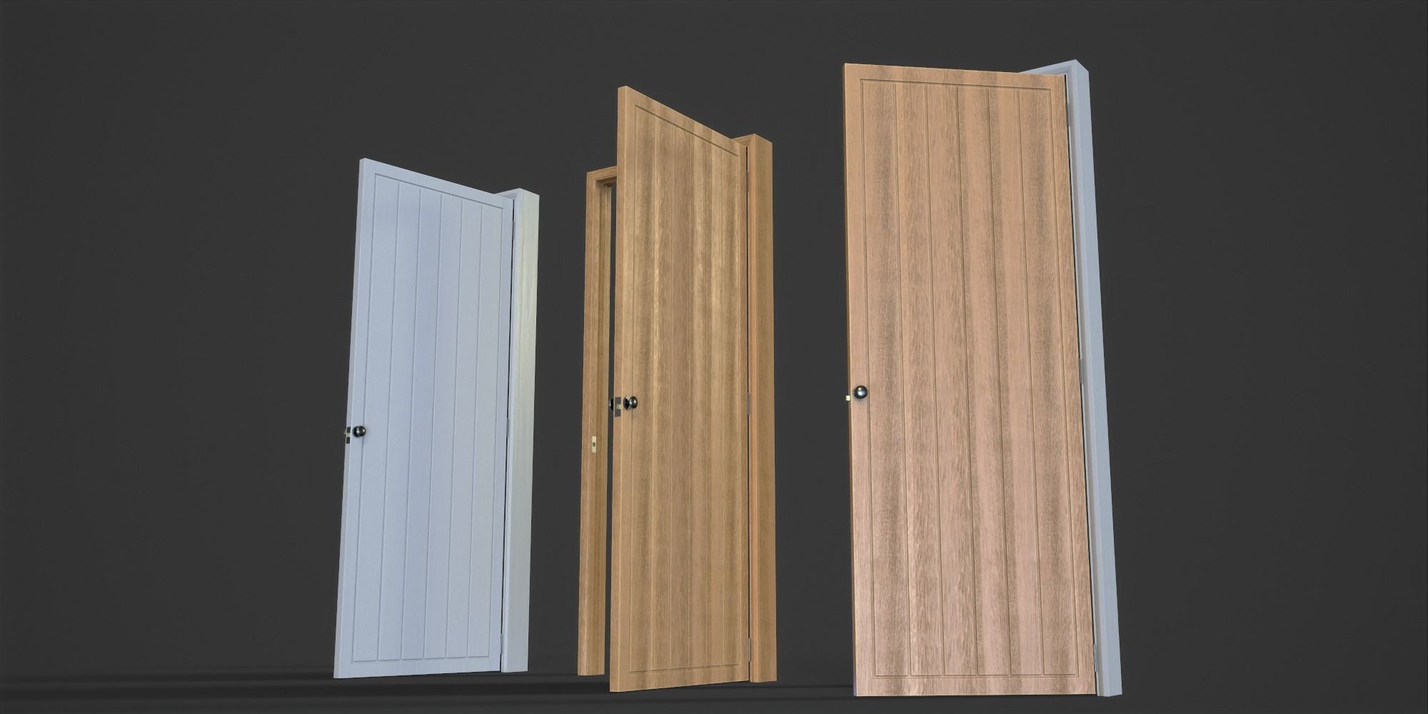 Doorway wooden door Low-poly 3D model_3