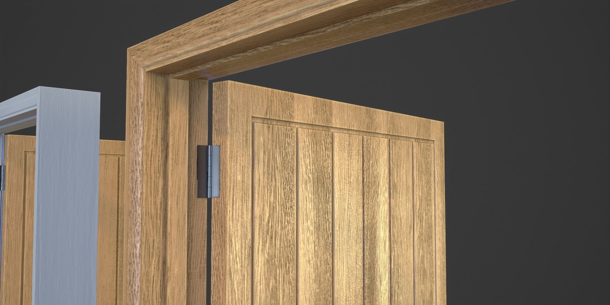 Doorway wooden door Low-poly 3D model_5