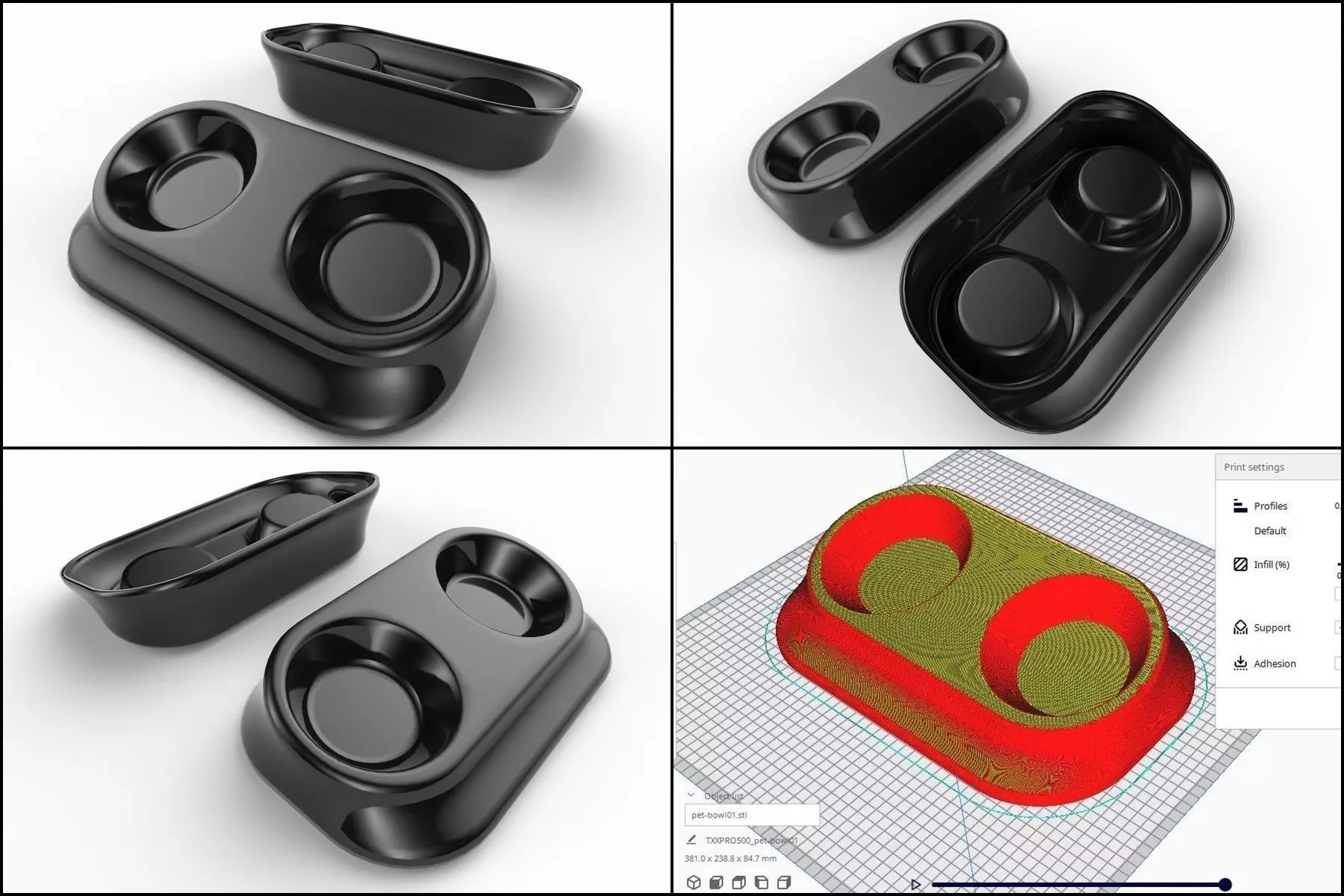 Pet Bowl M01 - with STL Low-poly 3D model