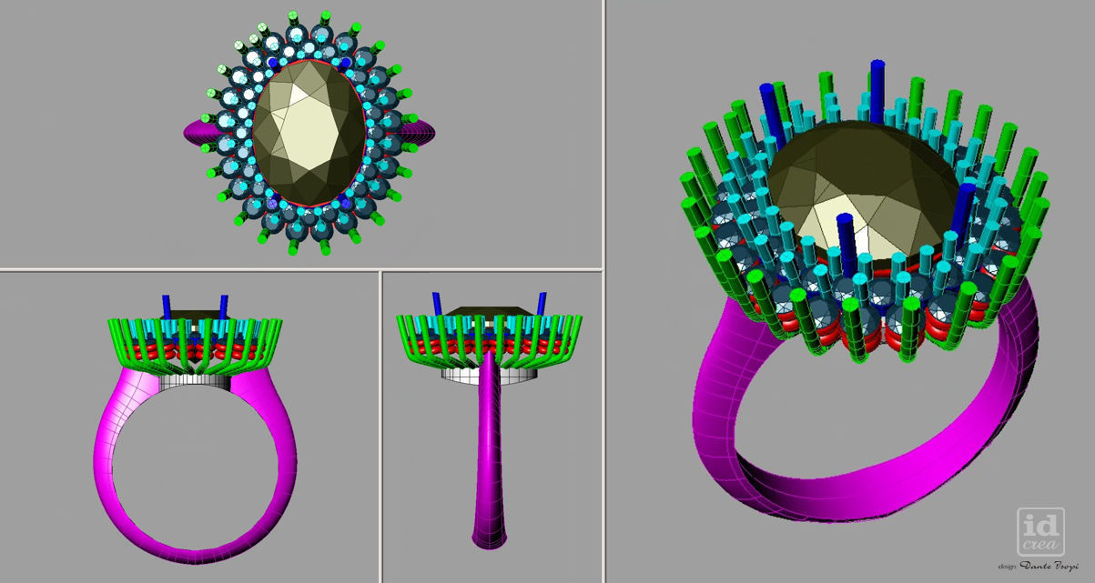 Emerald Diamond Engagement Ring Promise NC15f22 OVAL 3D print model_7