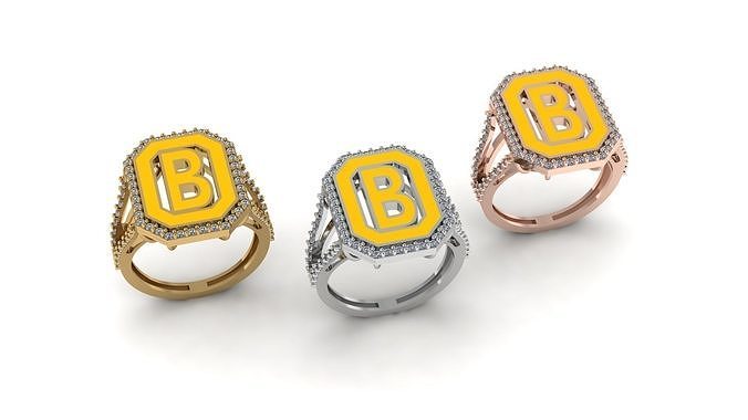 Alphabet Letters Ring B 3D print model