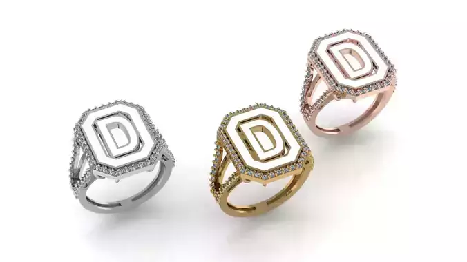 Alphabet Letters Ring D 3D print model
