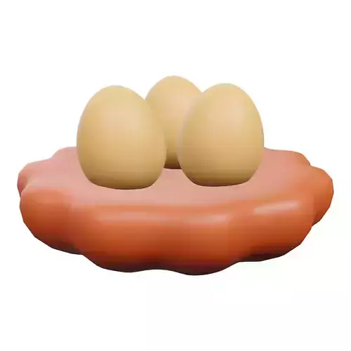 Eggs 3D Model nest with three on top