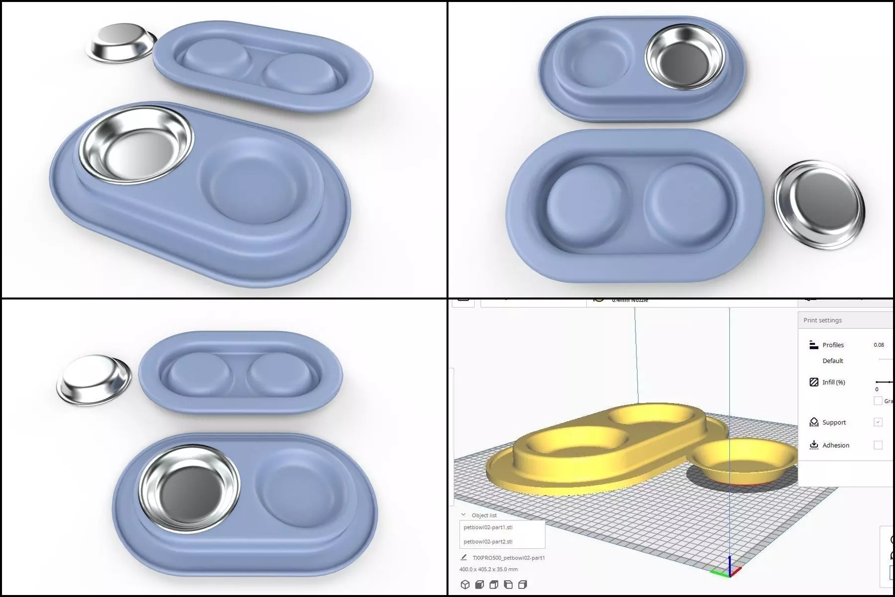 Pet Bowl M02 - with STL Low-poly 3D model