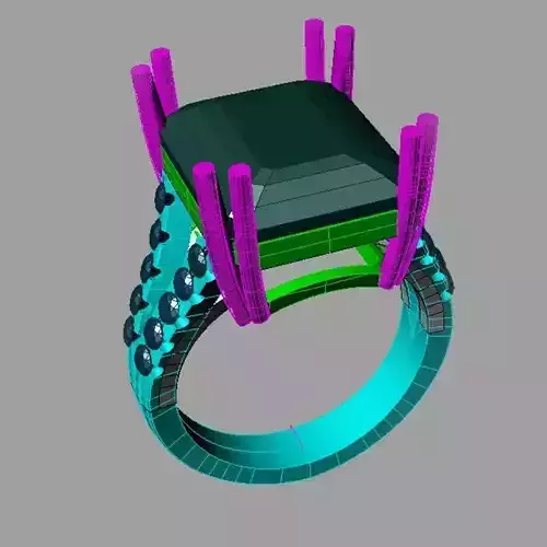 Emerald Diamond Engagement Ring Promise NC14f22  3D print model