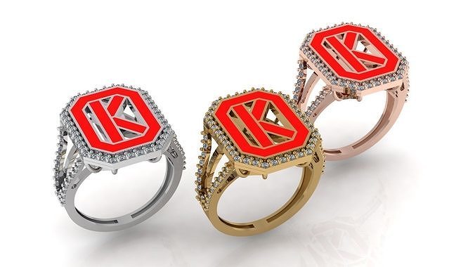 Alphabet Letters Ring K 3D print model