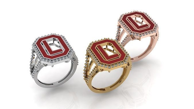 Alphabet Letters Ring L 3D print model