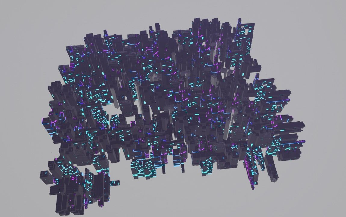 Cyberpunk city enviroment base 3D model_7