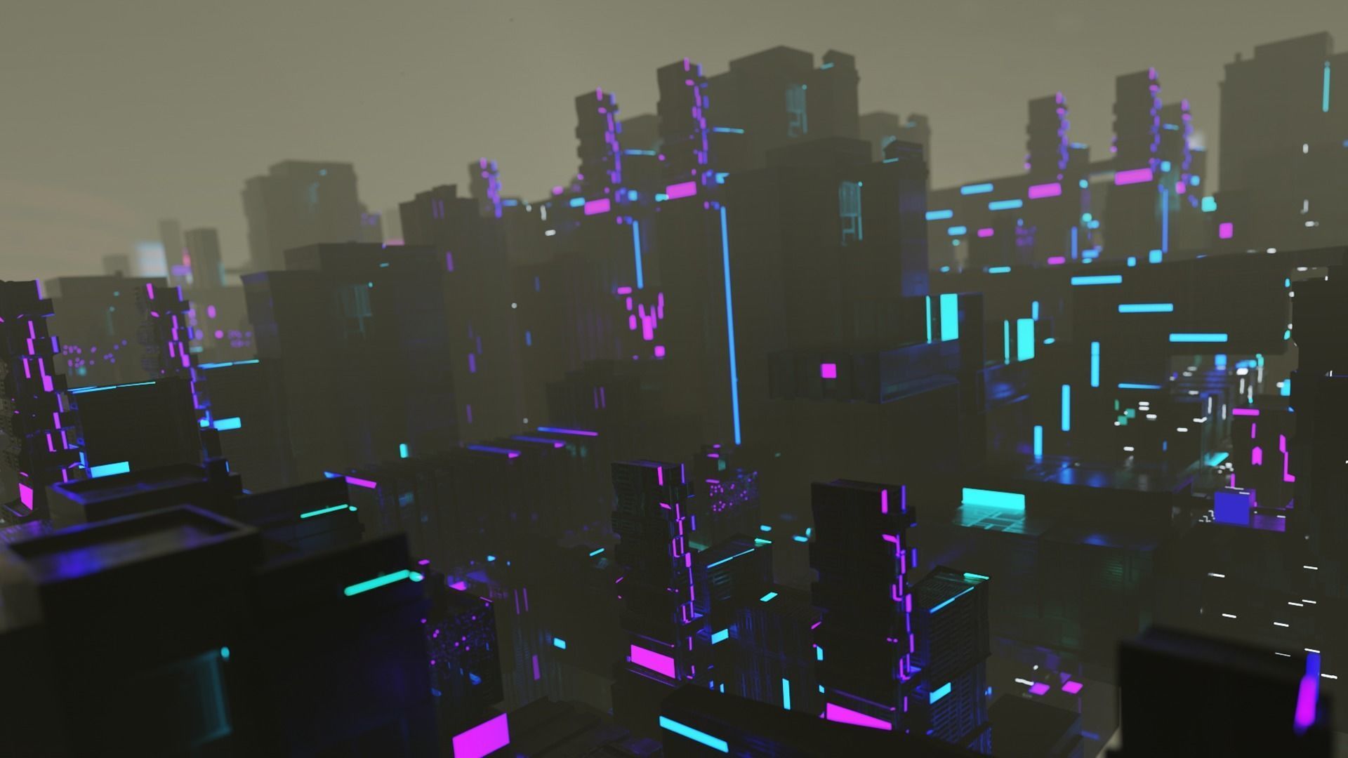 Cyberpunk city enviroment base 3D model_4