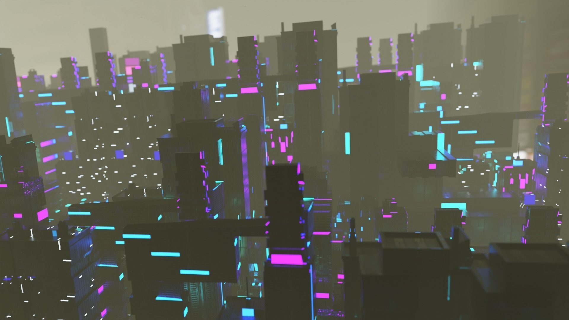 Cyberpunk city enviroment base 3D model_3