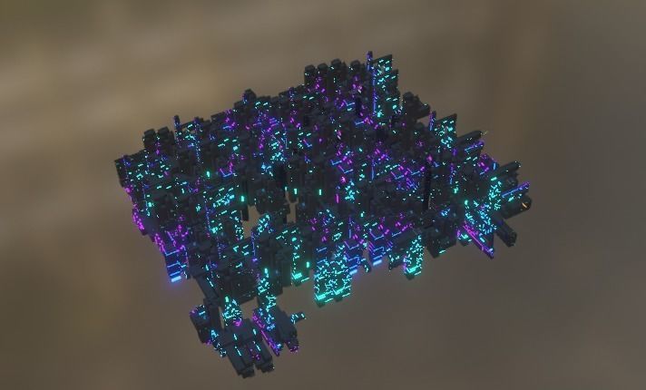 Cyberpunk city enviroment base 3D model_9